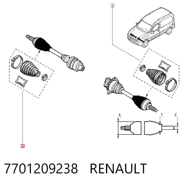 Bota de proteção externa de junta homocinética do semieixo dianteiro 7701209238 Renault (RVI)
