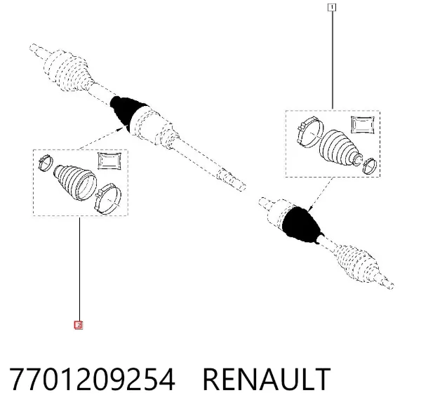Bota de proteção interna de junta homocinética do semieixo dianteiro 7701209254 Renault (RVI)