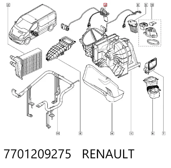 Resistor (resistência) de ventilador de forno (de aquecedor de salão) 7701209275 Renault (RVI)