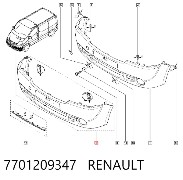 Pára-choque dianteiro 7701209347 Renault (RVI)