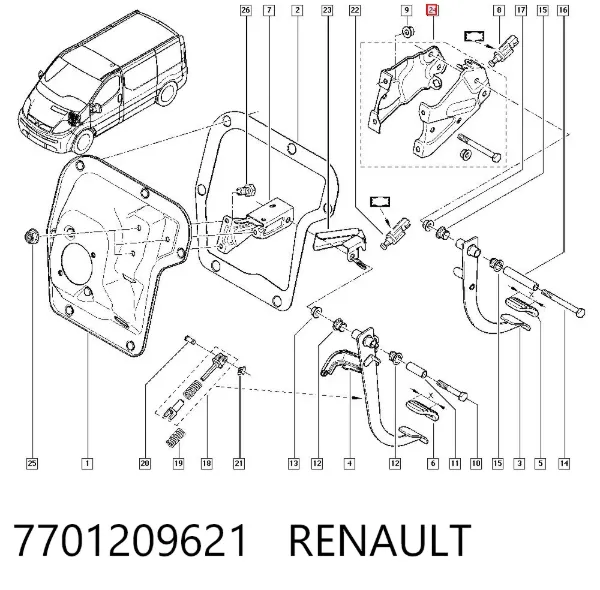 Consola de pedais, conjunto de pedais 7701209621 Renault (RVI)
