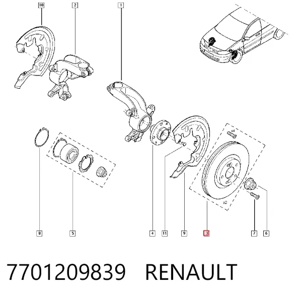 Disco do freio dianteiro 7701209839 Renault (RVI)