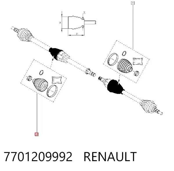 Bota de proteção interna de junta homocinética do semieixo dianteiro 7701209992 Renault (RVI)