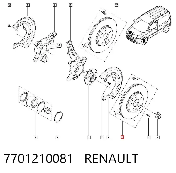 Disco do freio dianteiro 7701210081 Renault (RVI)
