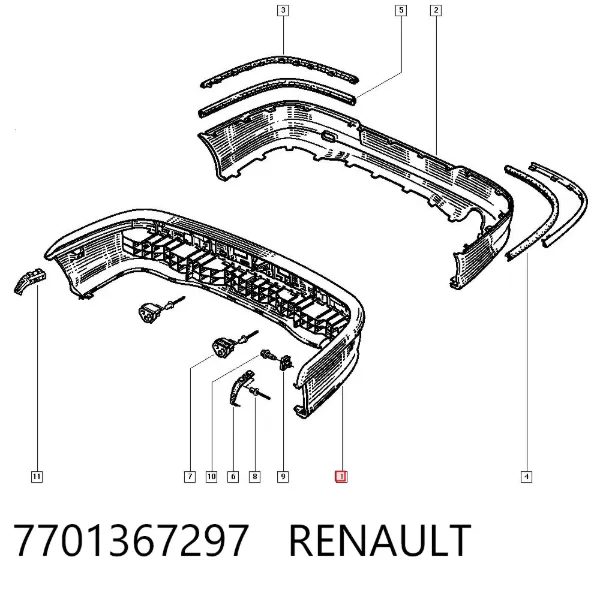 Pára-choque traseiro 7701367297 Renault (RVI)