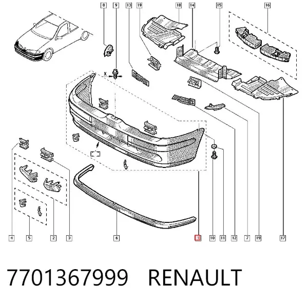Pára-choque dianteiro 7701367999 Renault (RVI)