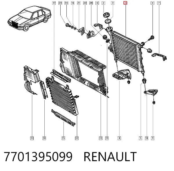 Radiador de esfriamento de motor 7701395099 Renault (RVI)