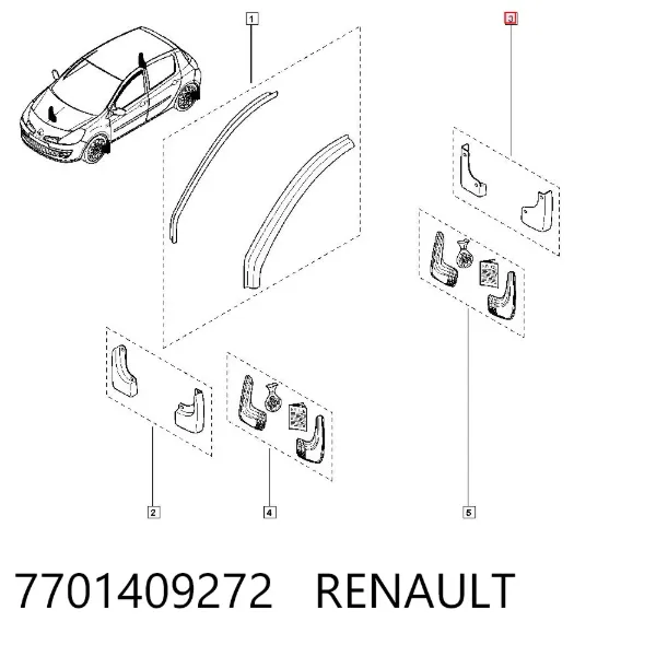 Protetores de lama traseiros, kit 7701409272 Renault (RVI)