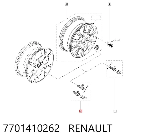 Parafuso de roda 7701410262 Renault (RVI)