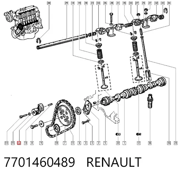 Reguladora de tensão da cadeia do mecanismo de distribuição de gás 7701460489 Renault (RVI)