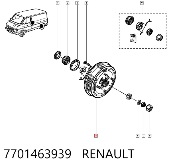 Tambor do freio traseiro 7701463939 Renault (RVI)