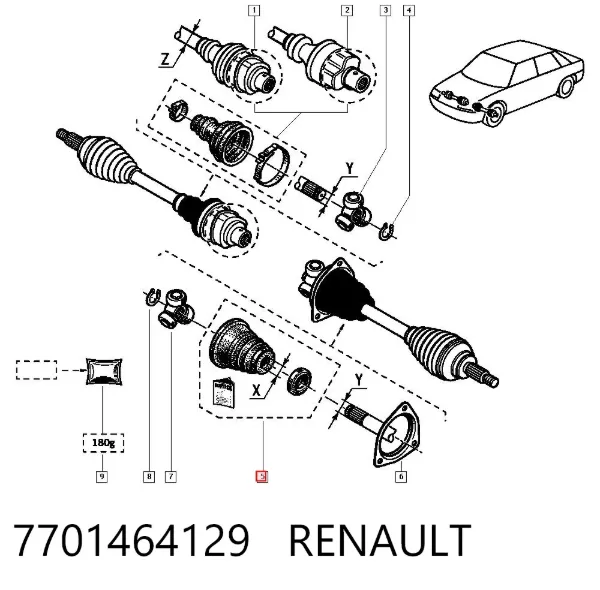 Bota de proteção interna esquerda de junta homocinética do semieixo dianteiro 7701464129 Renault (RVI)