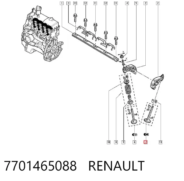 Válvula de admissão 7701465088 Renault (RVI)