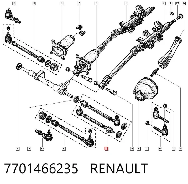 Tração de direção 7701466235 Renault (RVI)