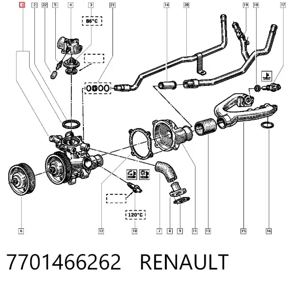 Bomba de água (bomba) de esfriamento 7701466262 Renault (RVI)