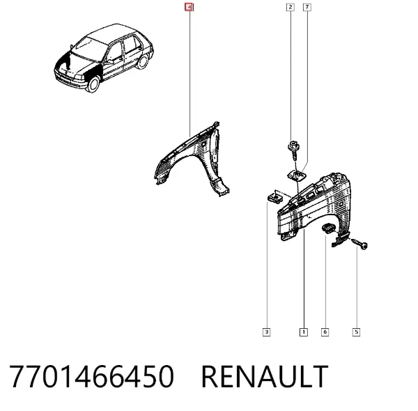 Pára-lama dianteiro direito 7701466450 Renault (RVI)