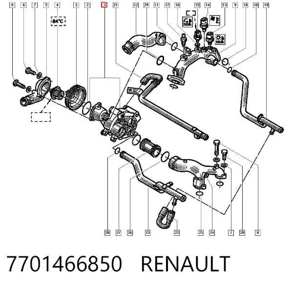 Bomba de água (bomba) de esfriamento 7701466850 Renault (RVI)