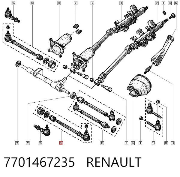 Tração de direção montada esquerda 7701467235 Renault (RVI)