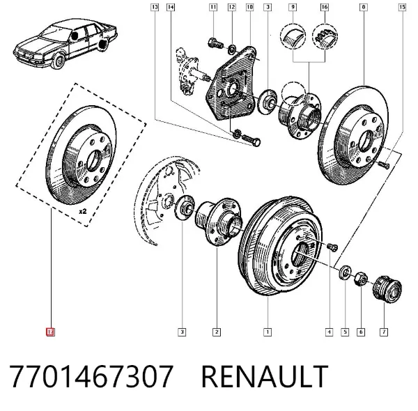 Disco do freio traseiro 7701467307 Renault (RVI)