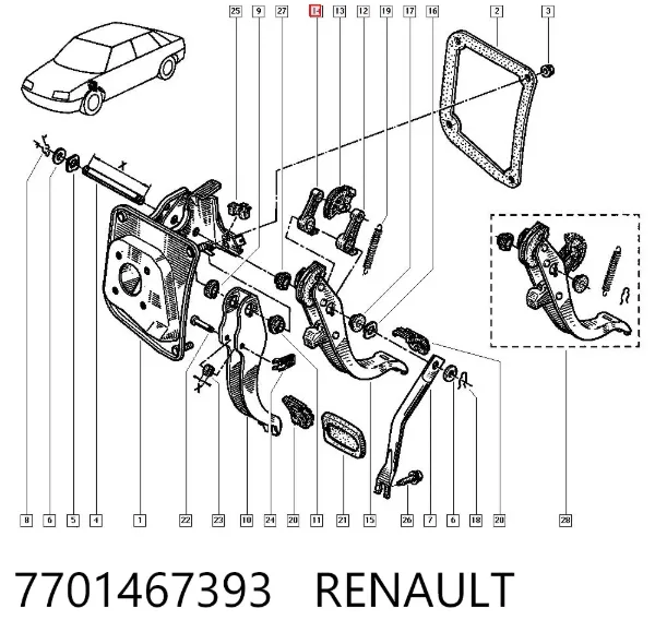Pedal de embraiagem Renault 19 II