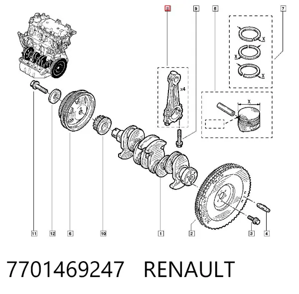 Biela de pistão de motor 7701469247 Renault (RVI)