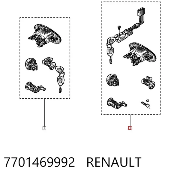 Cilindros de fecho, kit 7701469992 Renault (RVI)