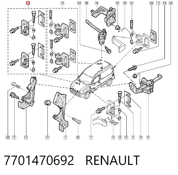 Gozno da porta dianteira 7701470692 Renault (RVI)