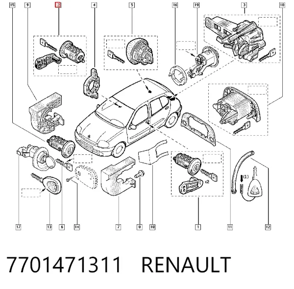 Trinco de fecho da porta dianteira 7701471311 Renault (RVI)