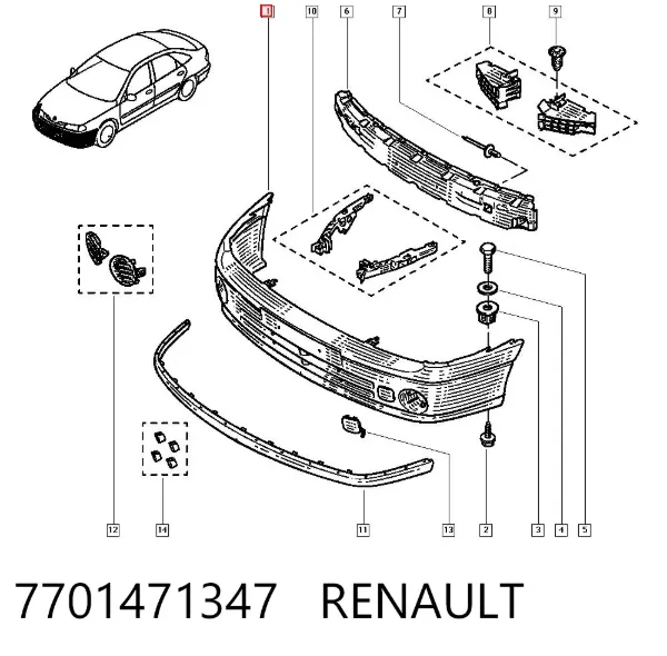 Pára-choque dianteiro 7701471347 Renault (RVI)