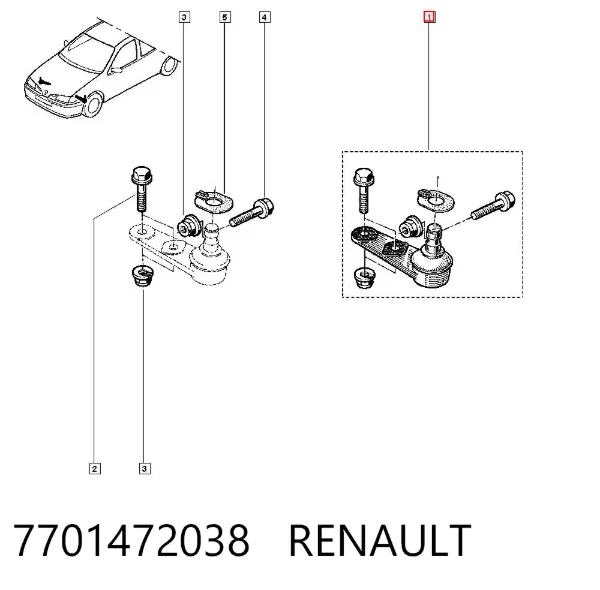 Suporte de esfera inferior 7701472038 Renault (RVI)