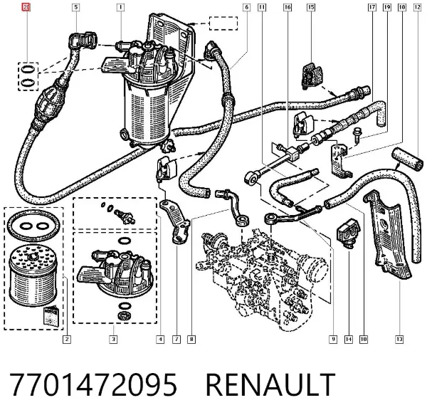 Vedante anular de tubo de combustível 7701472095 Renault (RVI)