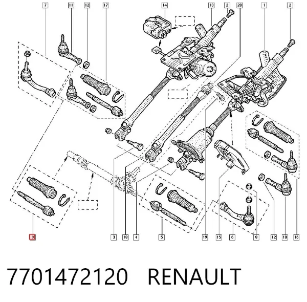 Tração de direção 7701472120 Renault (RVI)