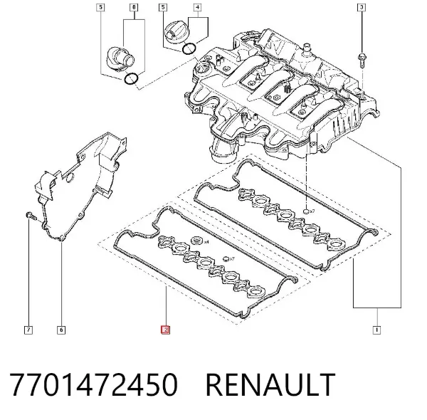 Vedante de tampa de válvulas de motor 7701472450 Renault (RVI)
