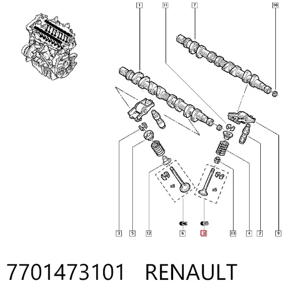 Válvula de escape 7701473101 Renault (RVI)