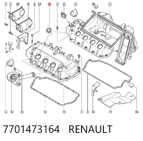 Vedante anular da cavidade de vela 7701473164 Renault (RVI)