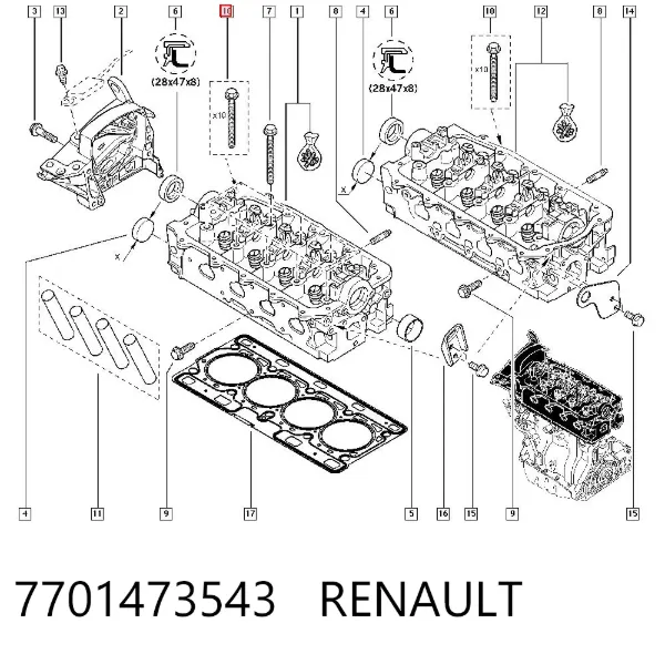 Parafuso de cabeça de motor (CBC) 7701473543 Renault (RVI)