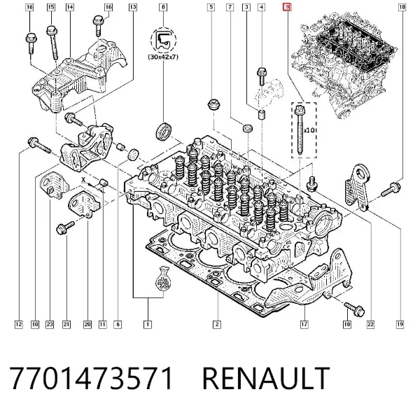 Parafuso de cabeça de motor (CBC) 7701473571 Renault (RVI)