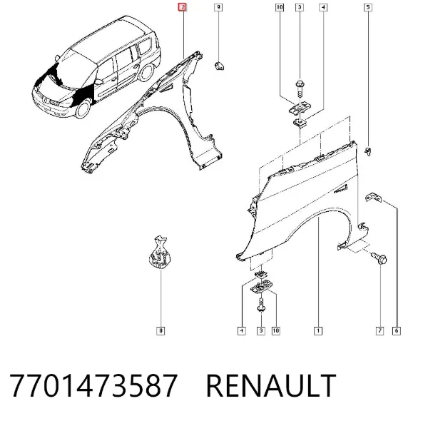 Pára-lama dianteiro direito Renault Espace IV