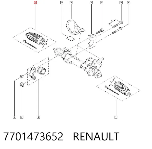 Bota de proteção do mecanismo de direção (de cremalheira) 7701473652 Renault (RVI)
