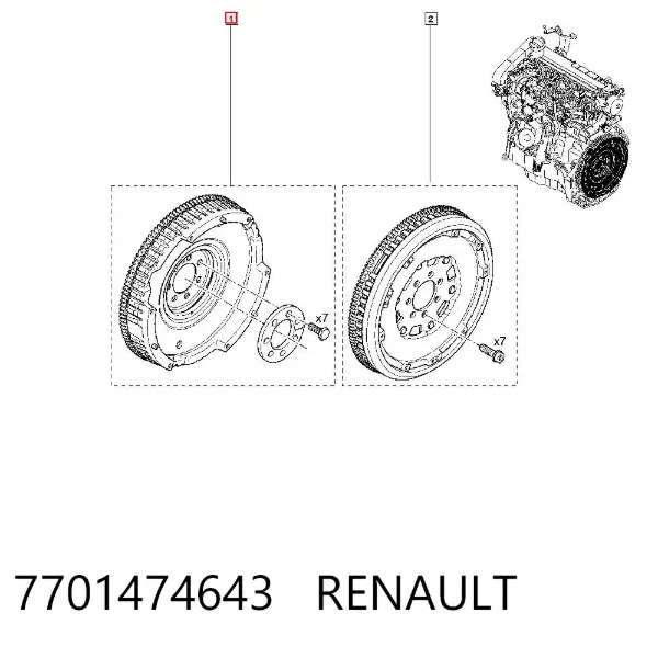 Volante de motor 7701474643 Renault (RVI)