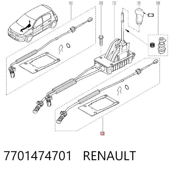 Cabo de mudança (de seleção de velocidade) 7701474701 Renault (RVI)