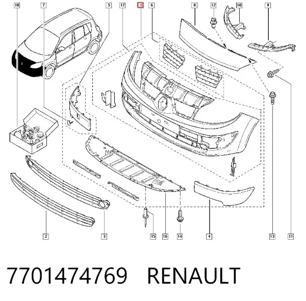 Pára-choque dianteiro 7701474769 Renault (RVI)