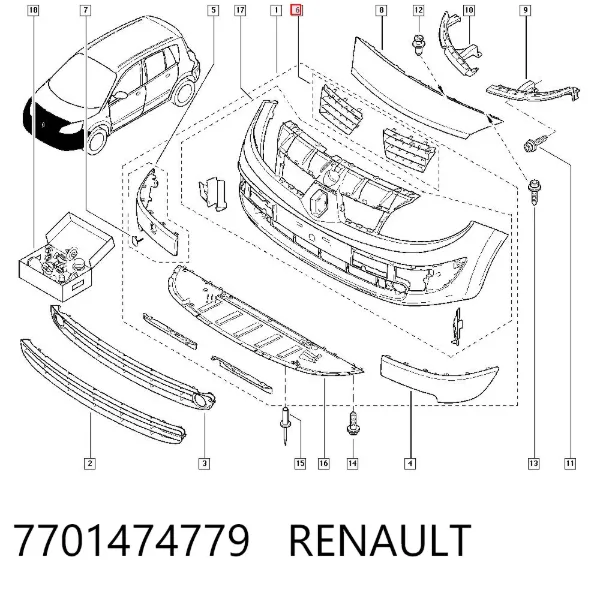Grelha do radiador 7701474779 Renault (RVI)