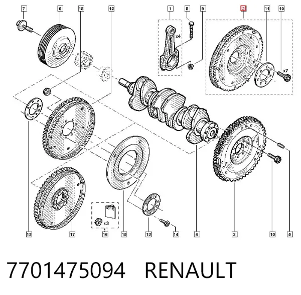 Volante de motor 7701475094 Renault (RVI)