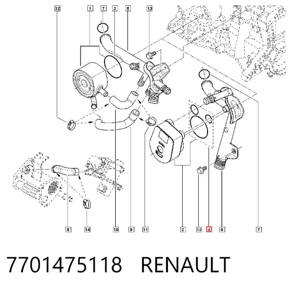 Vedante do radiador de óleo 7701475118 Renault (RVI)