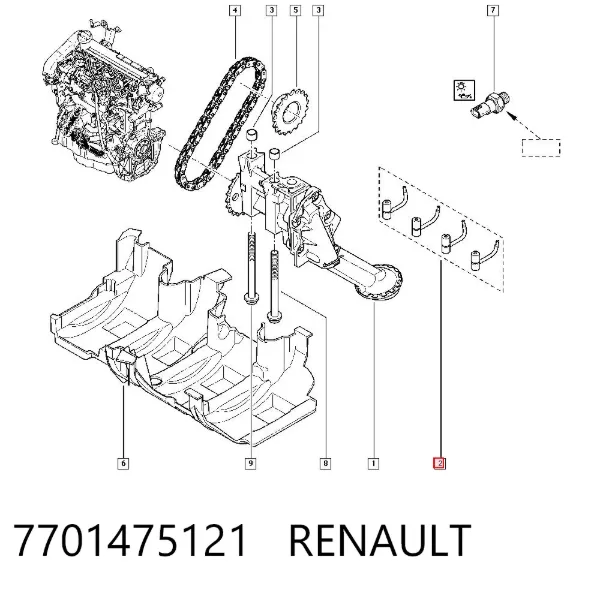 Injetor de óleo 7701475121 Renault (RVI)