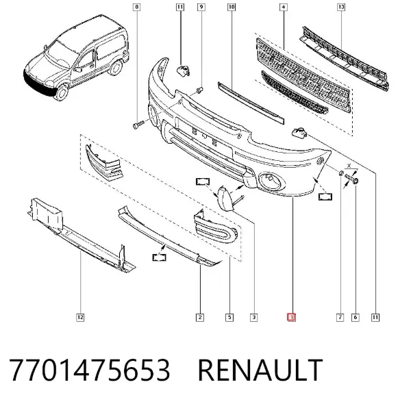 Pára-choque dianteiro 7701475653 Renault (RVI)