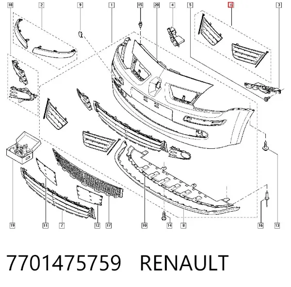 Grelha do radiador 7701475759 Renault (RVI)