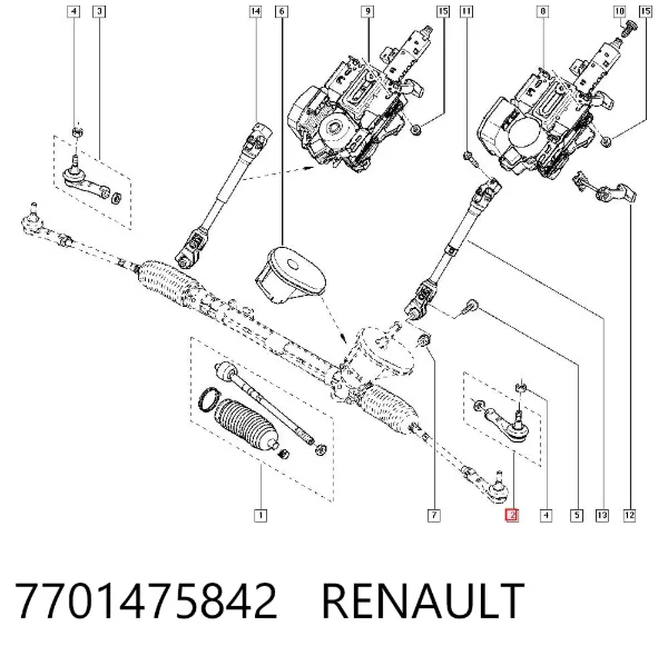 Ponta externa da barra de direção 7701475842 Renault (RVI)