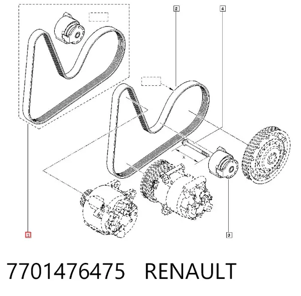 Correia dos conjuntos de transmissão, kit 7701476475 Renault (RVI)